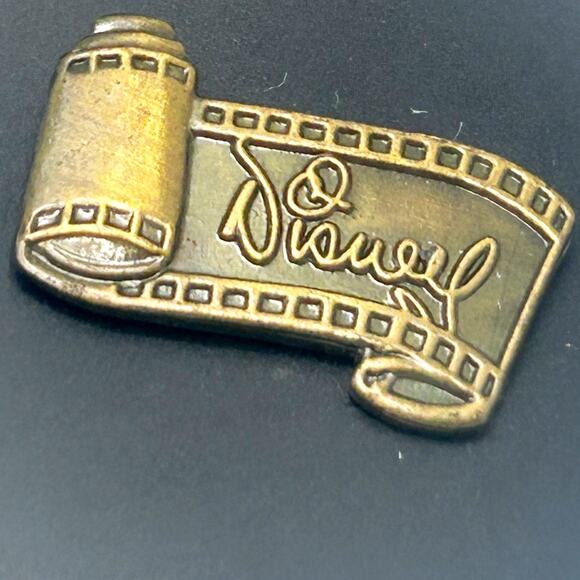 Walt Disney Signature Scroll Movie Film Strip Bronze Mini Pin on card EUC - Picture 2 of 3